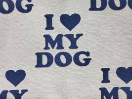 I Love My Dog Blue Upholstery Fabric - ships separately