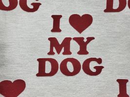 I Love My Dog Red Upholstery Fabric - ships separately