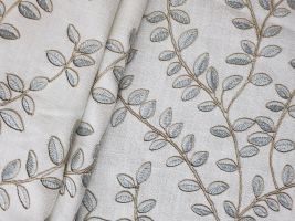 P Kaufmann Garden Vine Sky Embroidered Drapery / Upholstery Fabric