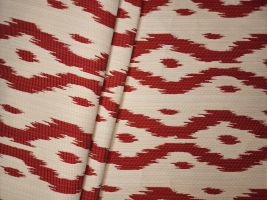 Parga Red Hot Ikat Upholstery Fabric - ships separately
