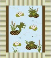 Springs Creative 3D Flannel Frog On Lily Pad Nursery Baby Quilt Panel Fabric